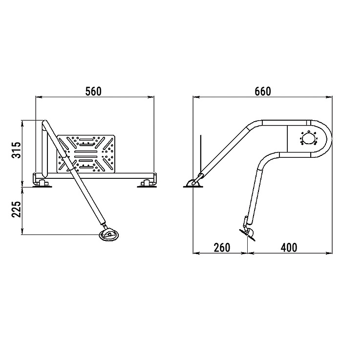 Стойка рулевая с креплением на баллон надувной лодки 25мм в Абакане